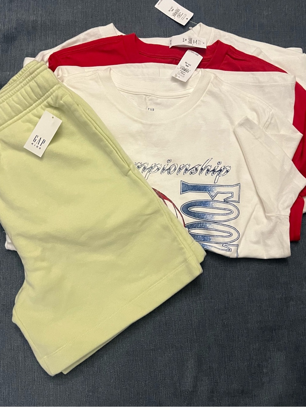 NWT GAP Kids Bundle - 3 shirts 1 extra thick sweatpant shorts